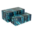 thumbnail image 2 of Dory Decorative Box Set of 2, Deep Blue Black Faux Marble Accent Glass, 2 of 7