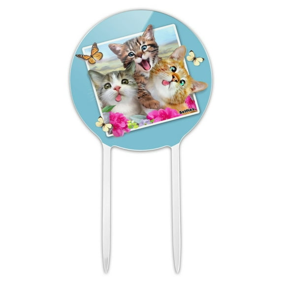 Acrylic Cats Selfie Picture Cake Topper Party Decoration for Wedding Anniversary Birthday Graduation
