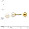 thumbnail image 3 of Auriga 14k Yellow Gold Reversible Pearl and Bead Stud Earrings for Women(L-6mm, W-6mm), 3 of 6