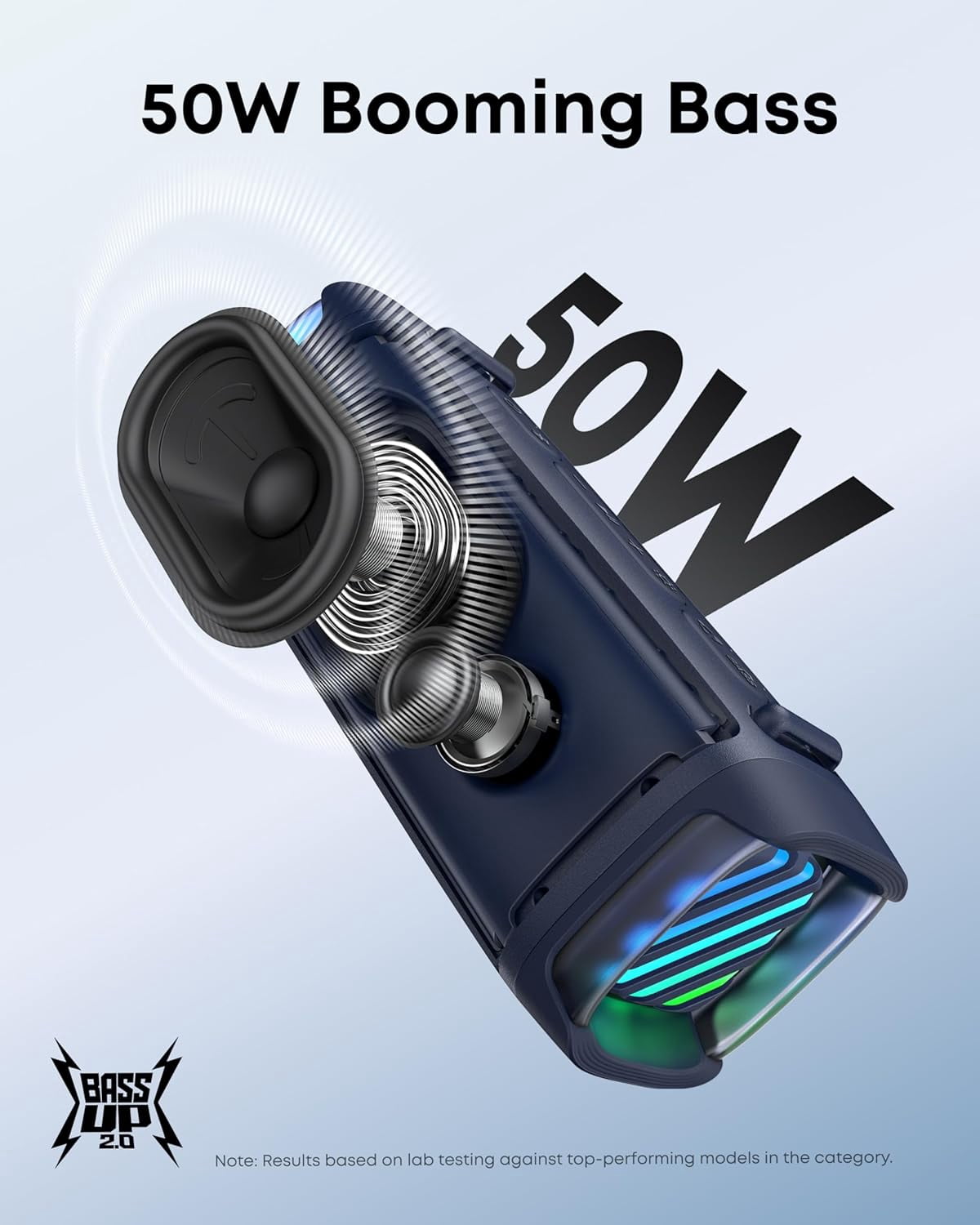 Soundcore Boom 3i by Anker, 50W Rugged Outdoor Speaker, IP68 Waterproof, Floating, Saltwater-Resistant, BassUp 2.0, 16H Playtime, Tws - Blue