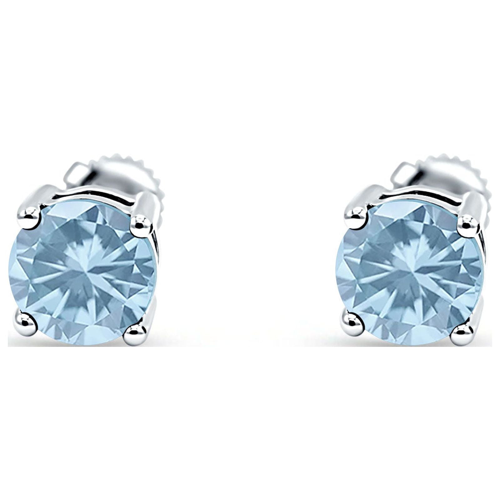 6mm Solitaire Screw Back Stud Earring Round Simulated CZ Solid 925 Sterling Silver