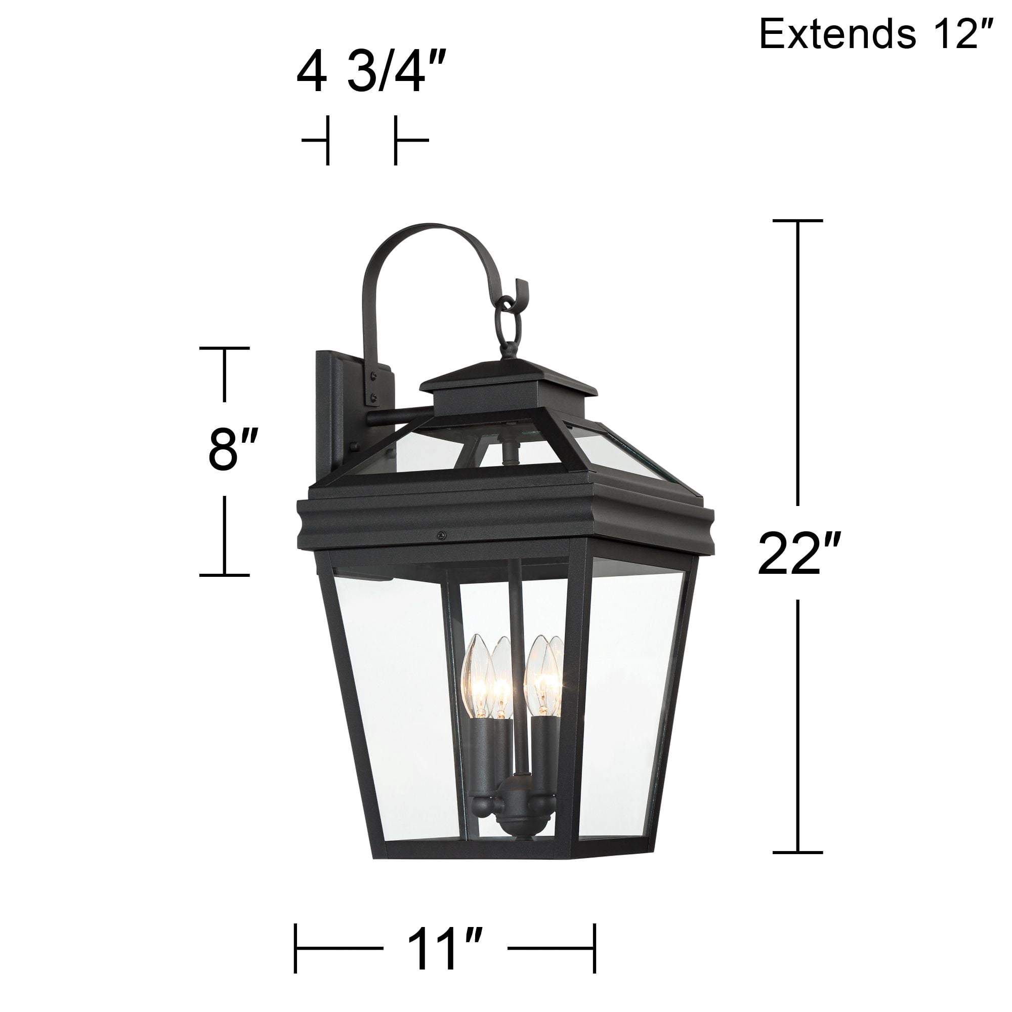 John Timberland Stratton Street Mission Outdoor Wall Light Fixture Textured Black Lantern 22" Clear Glass for Post Exterior Barn Deck House Porch Yard