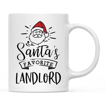 Koyal Wholesale Santa Claus Ceramic Coffee Mug, Santa's Favorite Landlord