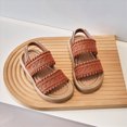 thumbnail image 6 of TOWED22 Girls Open Toe Pearl Ankle Strap Sandals Kids Platform Dress Shoes Wedding Party Princess Dance Shoes for Summer Brown,1.5, 6 of 8