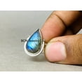thumbnail image 3 of Solid 925 Sterling Silver Ring For Womens, Genuine Labradorite Ring Gemstone Unique Handcrafted Ring For Her, 3 of 6
