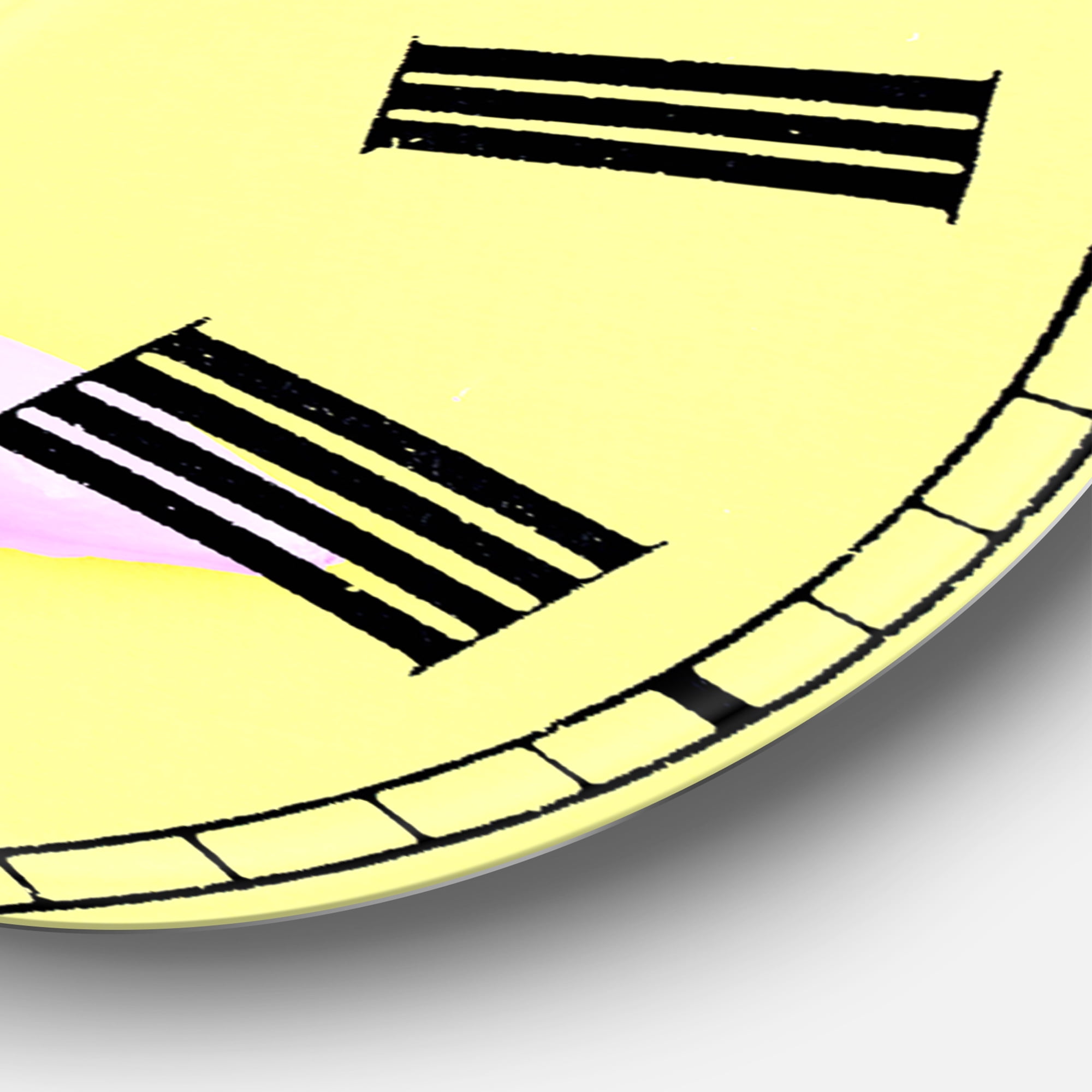 Designart Oversized Yellow Analog Round Modern Wall Clocks, CLM25653-C23