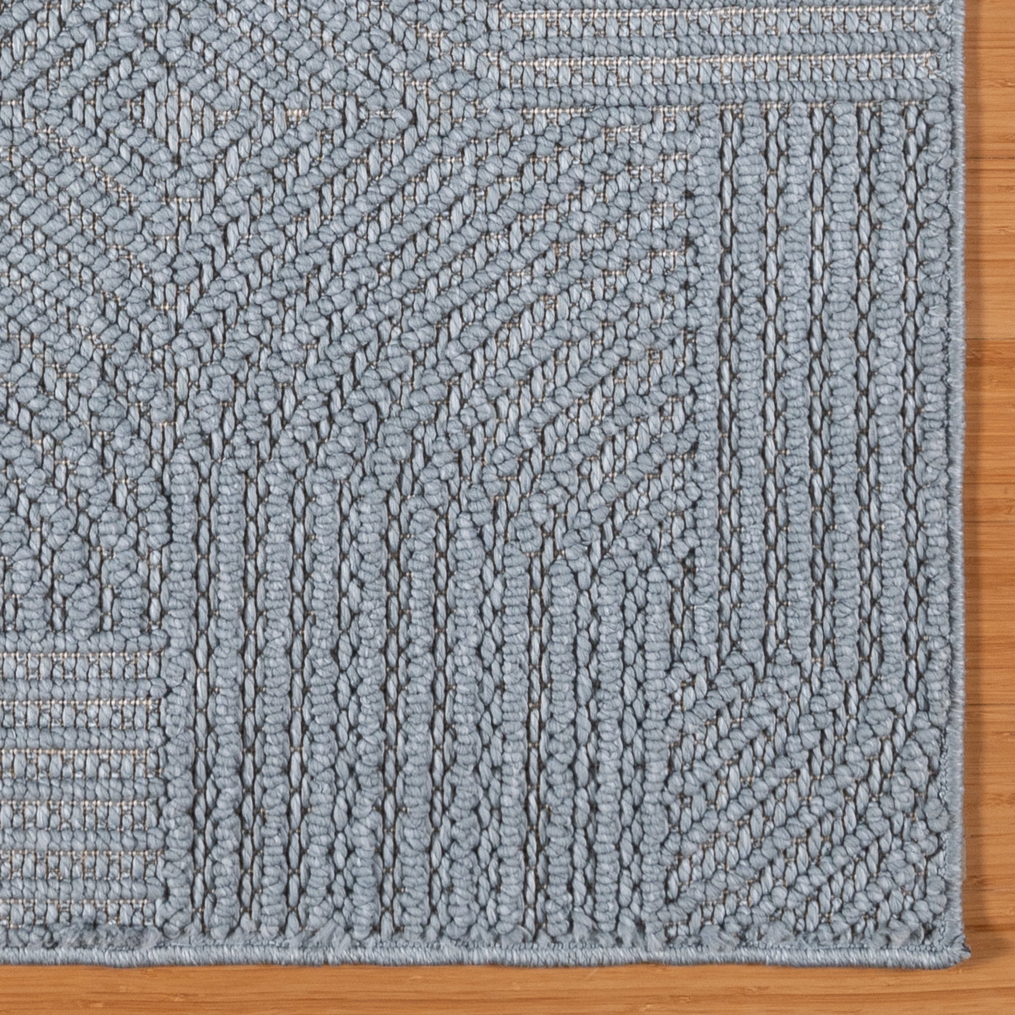 Malini Karina Denim Blue Modern Geometric High-Low Area Rug, 8x10