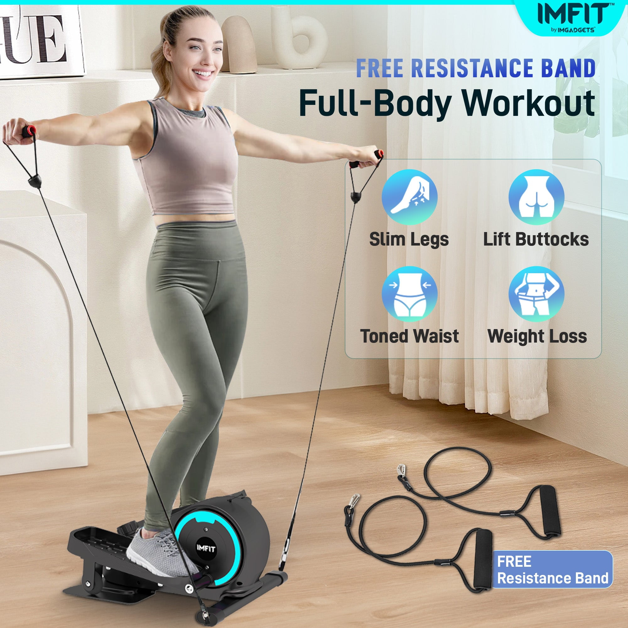 IMFIT Elliptical Trainer with free resistance band 350 lb Weight