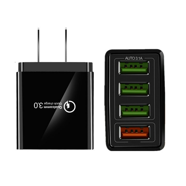 USB Charger 40W QC3.0 USB Wall Charger, 5V/3.1A 4-Port Charging Block Fast  USB Wall Plug for iPhone 12 Pro Max/Mini/11/XS Max/XR/X/8/7/6, iPad