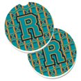 thumbnail image 1 of "Treasures Letter R Football Aqua, Orange & Marine Blue Juego de 2 posavasos para portavasos CJ1063-RCARC, 2.56, multicolor" Caroline's Treasures CJ1063-RCARC, 1 of 1