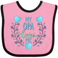 thumbnail image 3 of Inktastic My Opa Loves Me with Flowers and Hearts Boys or Girls Baby Bib, 3 of 4