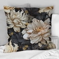 thumbnail image 2 of Designart "Floral Elegance in Golden Beige and Black" Glam Printed Throw Pillow, 2 of 5