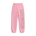 thumbnail image 4 of WhouRiu Girls Casual Sweatpants Letter Graphic Elastic Waist Joggers Pants Kids Comfortable Everyday Trousers With Pockets,5-6 Years, 4 of 5