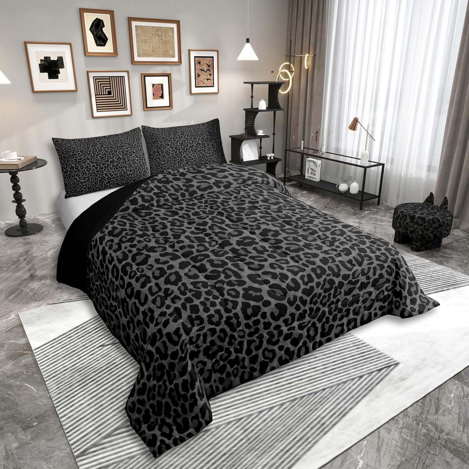 Feelyou Leopard Print Twin Comforter Sets, Modern Fashion Bedding Set, 2pcs