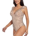 thumbnail image 3 of Yiaed Beige Sparkling Glitter Print Women's Ruffled One Piece Swimsuit V Neck Swimwear Slimming Monokini for Woman-Small, 3 of 8