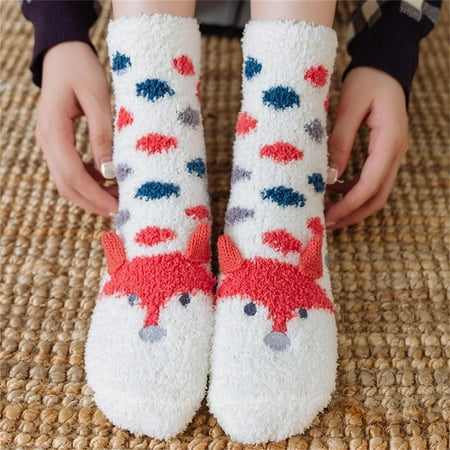 

Socks For Women And Men Jioakfa Women S Plush Thickened Thermal Socks Coral Velvet Socks Cartoon Animal Floor Socks Colour