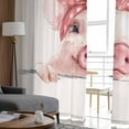 thumbnail image 5 of Pink Pig Sheer Curtains 63 Inch Length 2 Panels Set, Semi Transparent Voile Rod Pocket Curtains for Living Dining Room Bedroom Drapes Cartoon Watercolor Animals Printed Bows, 5 of 8