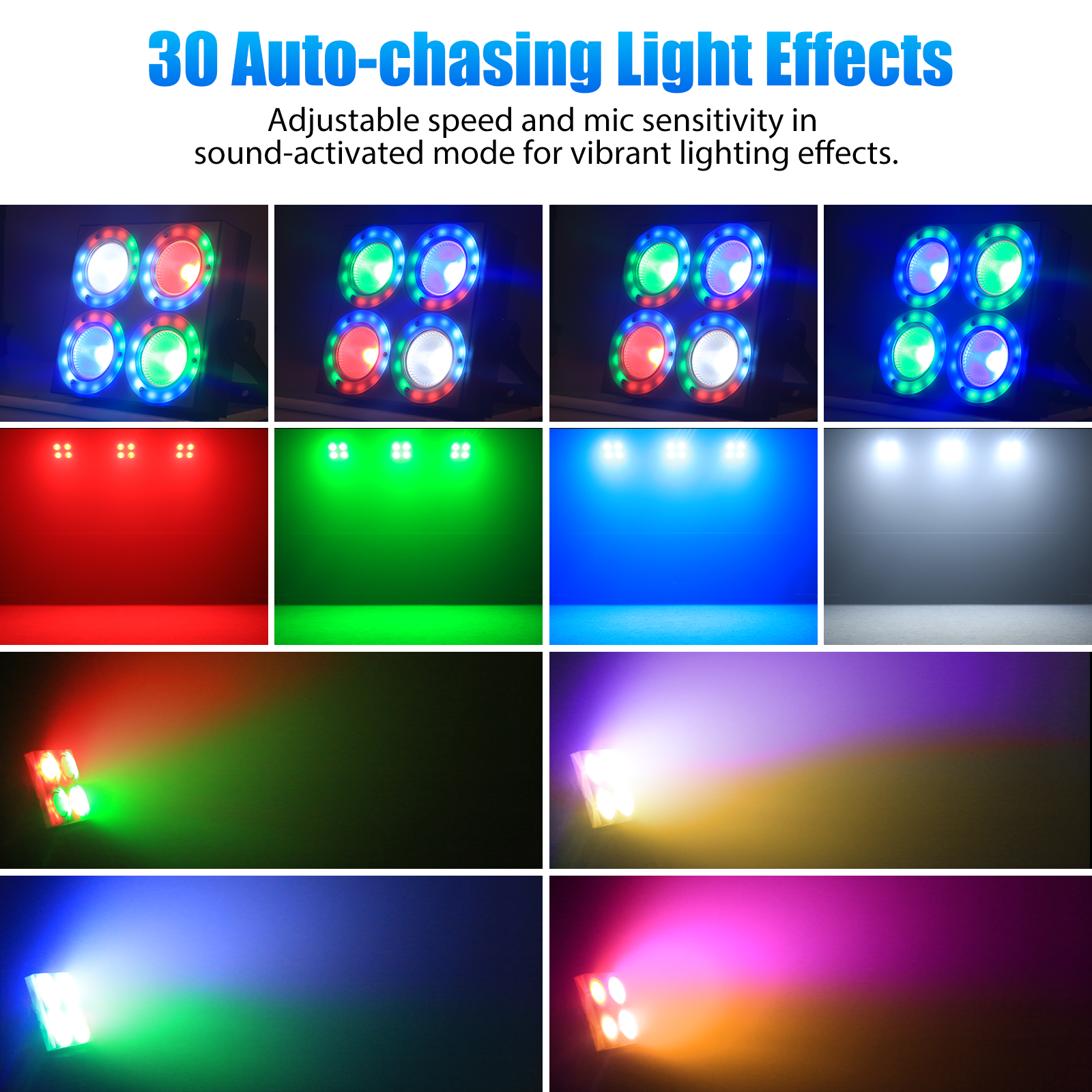 80W RGBW LED Stage Par Lights with Dynamic Strip - DMX512, AUTO, Sound-activated for Disco,Party,Wedding