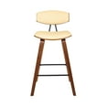 thumbnail image 2 of Armen Living Fox 25.5" Seat Height Cream Faux Leather and Walnut Wood Mid-Century Modern Bar Stool, 2 of 9