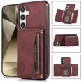 thumbnail image 5 of Design for Galaxy S24 Plus 5G Wallet Case with Credit Card Holder Slot PU Leather Phone Cover Stand Kickstand Shockproof Protective Cell Accessories for Samsung S24+ Women Men 6.6 inch Red, 5 of 14