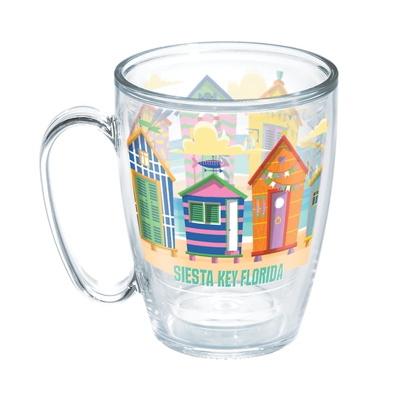 Tervis Florida - Siesta Key Made in USA Double Walled Insulated Tumbler Travel Cup Keeps Drinks Cold & Hot, 16oz Mug - No Lid, Cabanas