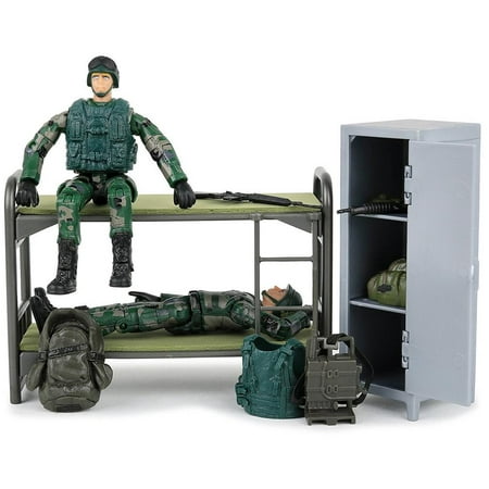 Click N  Play Military Soldier Life Living Quarters Bunk Bed 14 Piece Play Set With Accessories