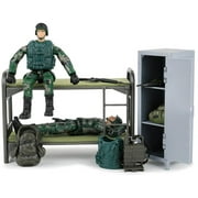 Click N' Play Military Soldier Life Living Quarters Bunk Bed 14 Piece Play Set With Accessories