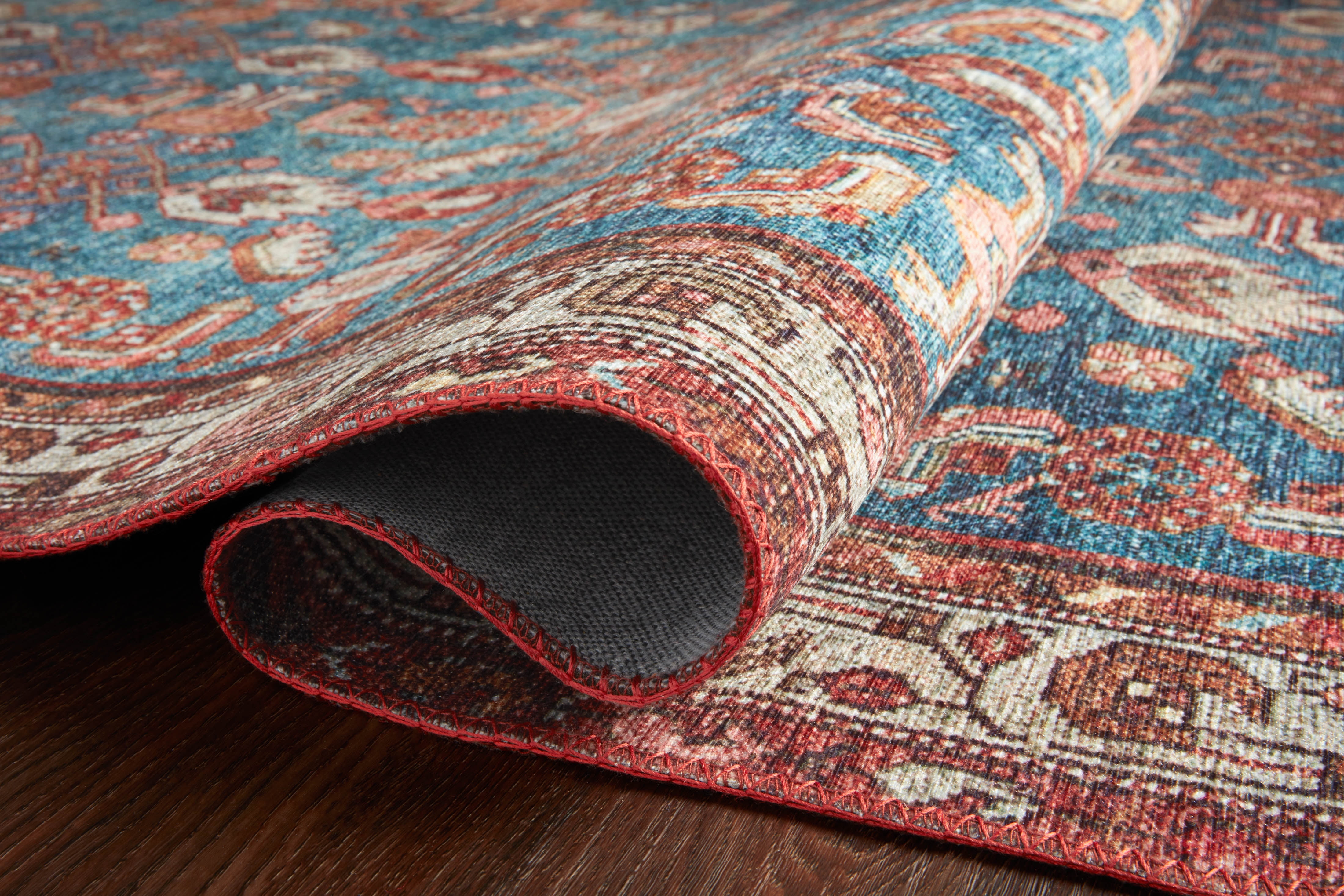 Loloi II Layla LAY-10 Printed Marine / Clay Oriental Area Rug 2'-6" x 12'-0"