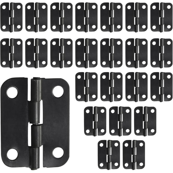 24pcs Butt Hinges Black Door Hinges, 1" x 3/4" Cabinet Door Hinge, Flat Folding Box Hinges for Jewelry, Wooden Box, Small Cupboard Furniture Hinges