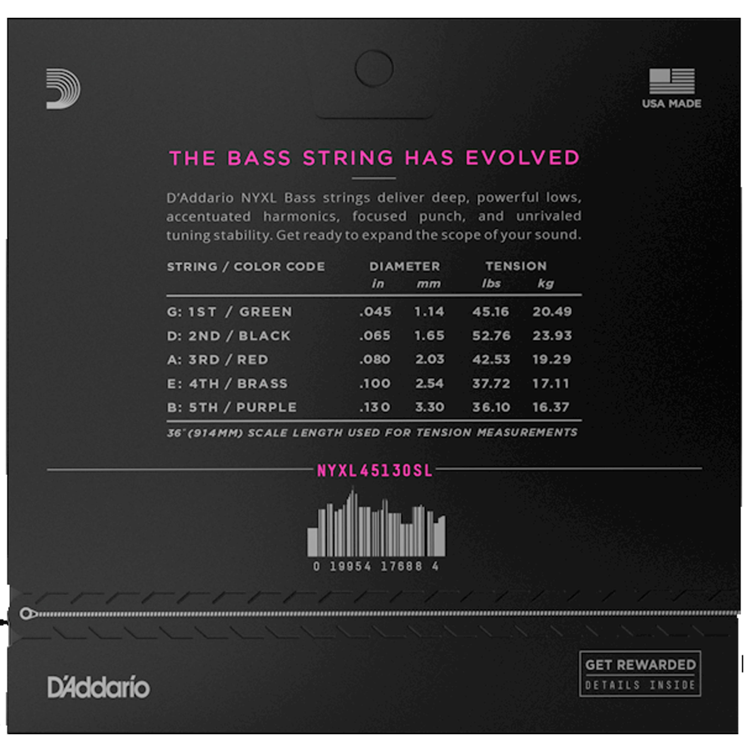 D'Addario NYXL45130SL Nickel Wound Bass Guitar Strings - .045-.130 Regular Light Super Long Scale 5-String