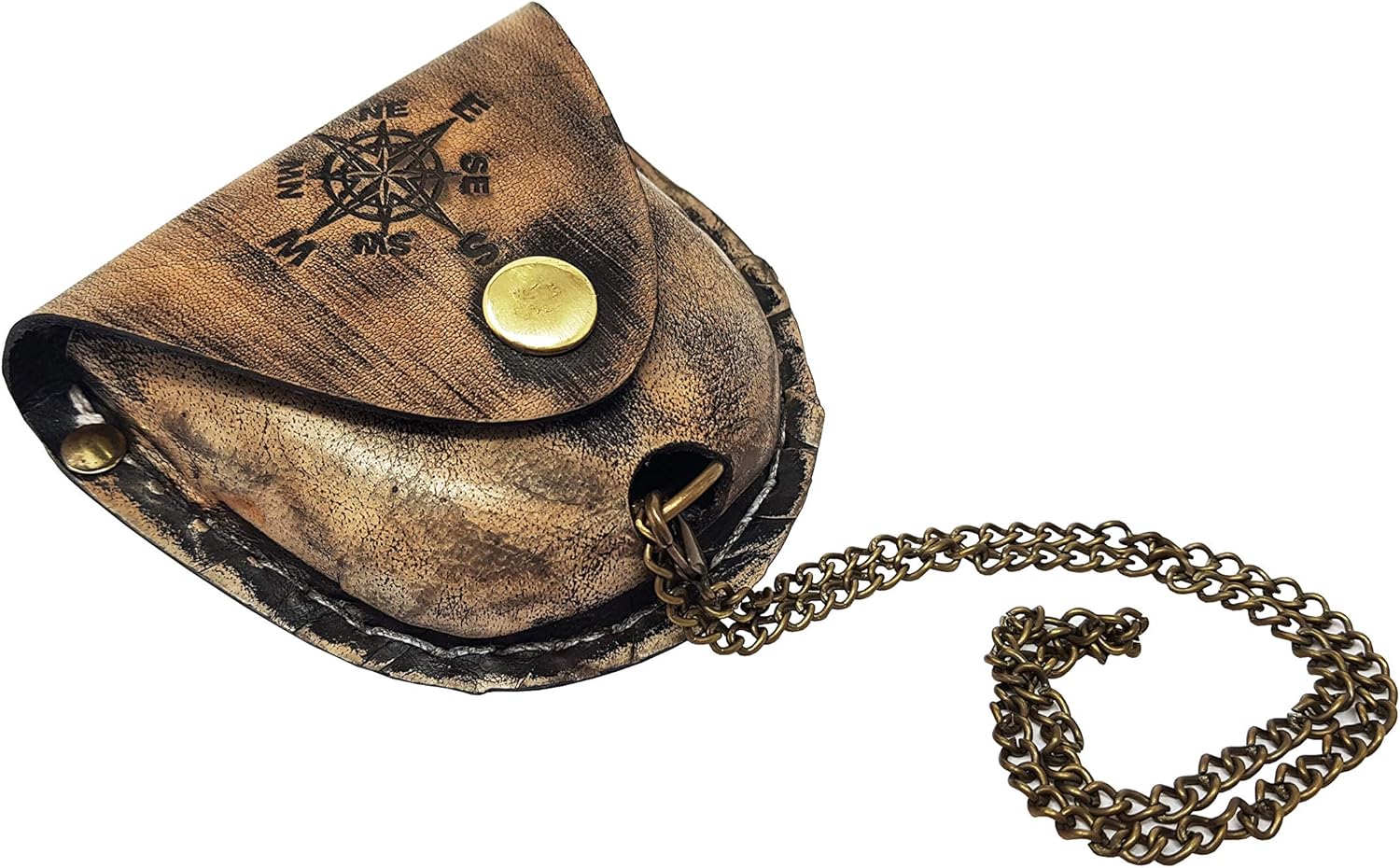 Brass Compass Nautical Pocket Backpacking Compass Leather Case Vintage Camping Hiking Direction Marine Graduation Confirmation Day Engravable for Men Quality Travel Accessory