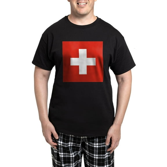 CafePress - Flag Of Switzerland Men's Dark Pajamas - Men's Dark Loose Fit Cotton Pajama Set