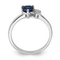 thumbnail image 2 of Auriga 925 Sterling Silver Rhodium-plated Created Sapphire and Diamond Ring for Women Size- 6, 2 of 6