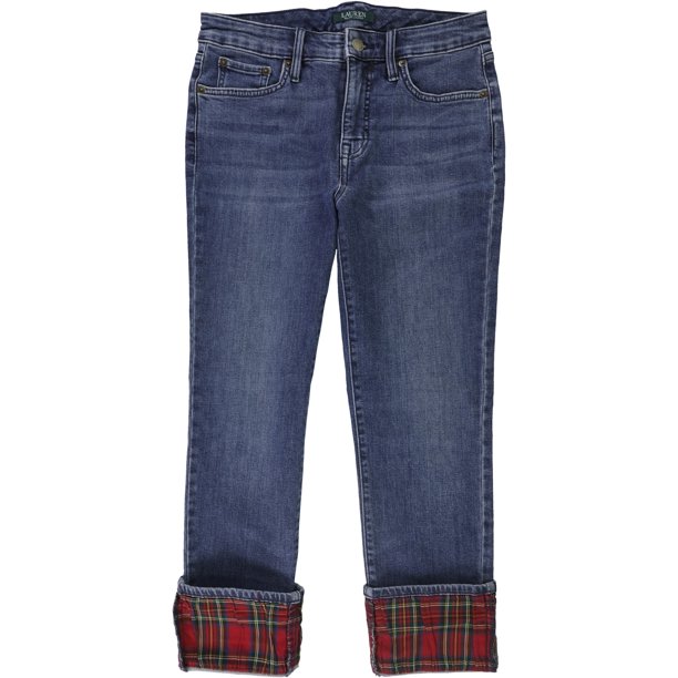 Jeans Ralph Lauren de Pierna recta con puños a cuadros para mujer azul 6P