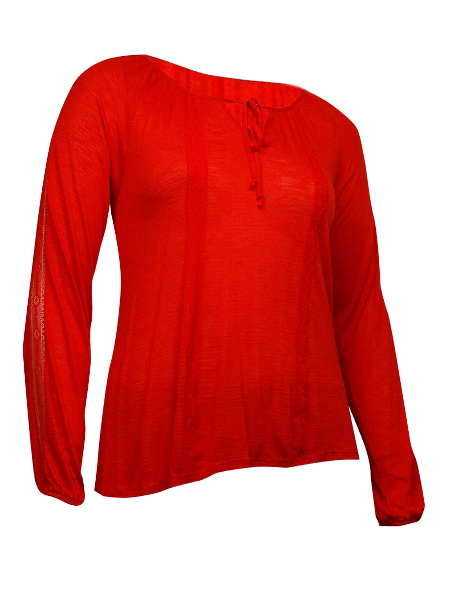 Cable & Gauge Women's LaceTrim Keyhole Knit Top