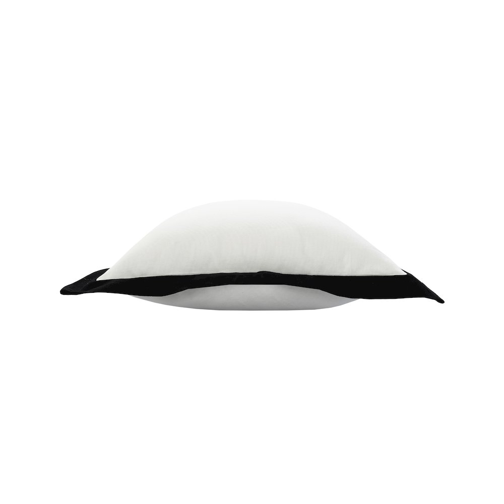 LR Home Ox Bay Hand-Woven White/Black Bordered All-Natural Cotton Pillow Cover