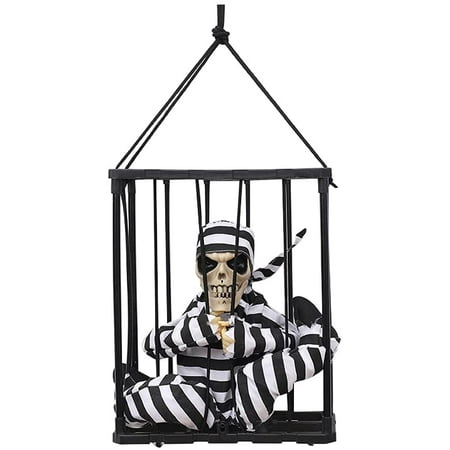 Halloween Animated Jail Skeleton Prisoner Decor, Screaming Halloween ...