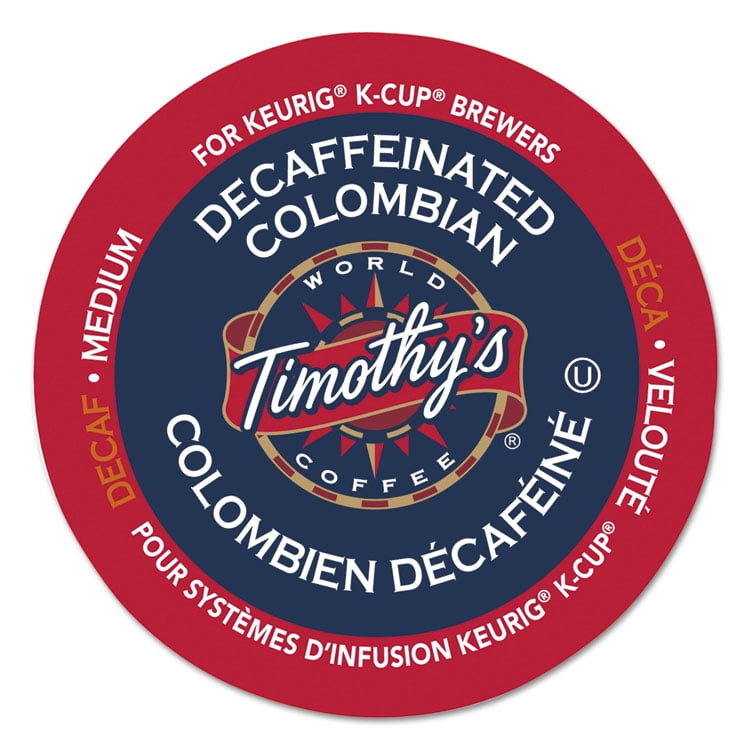Timothy's World Coffee Colombian Decaf Coffee KCups, 24/Box GMT1109