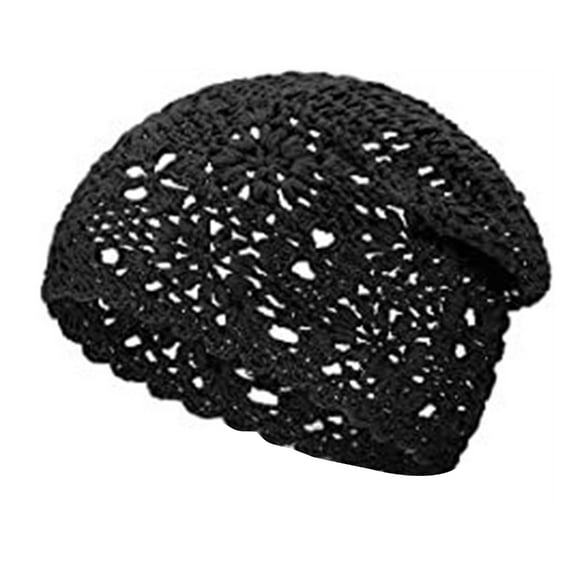 YUUZONE Crochet Slouchy Beanie Hat Handmade Cotton Knit Hat Summer Hats for Women