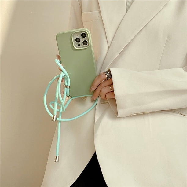 Funda blanda de lujo con correa para collar cruzado para iphone 14 13 12 Pro Max 11 Pro Max X XR XS Max 7 8 plus MiNi Tan Jianjun unisex