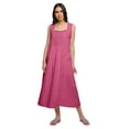 thumbnail image 1 of Moomaya Robe de Nuit Évasée Trapèze pour Femme en Coton Plaqué avec Patte de Boutonnage, 1 of 6