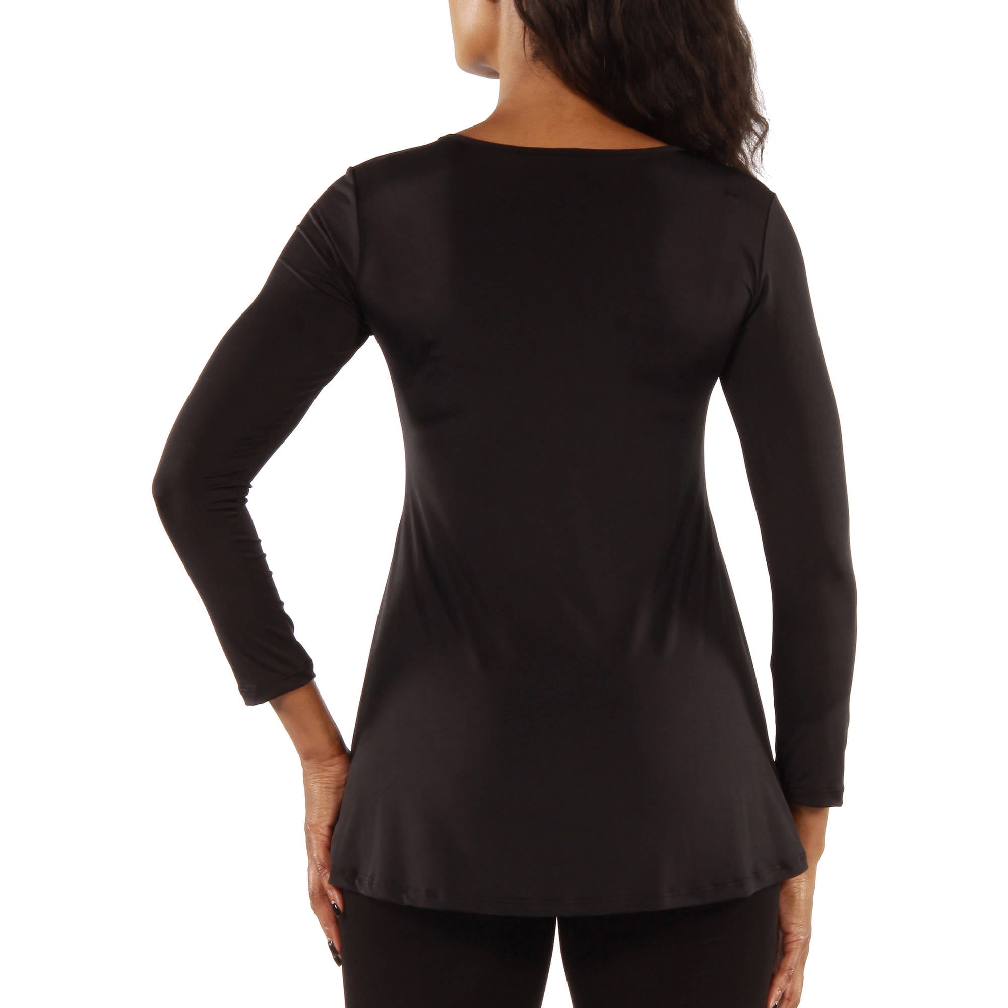 Women's Long Sleeve Three Button Henley Tunic Top