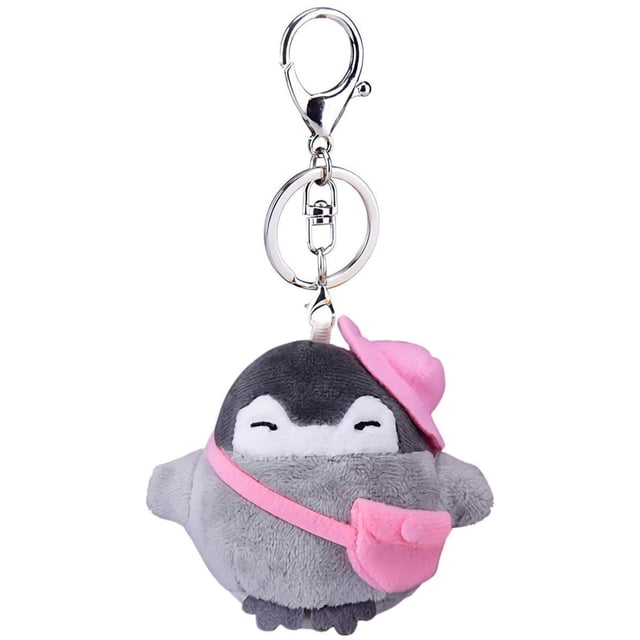 Llavero de peluche de animal, lindo pingüino de peluche y interesante mochila con colgante de muñeca para niños o amigos (pingüino-rosa, paquete de 2)