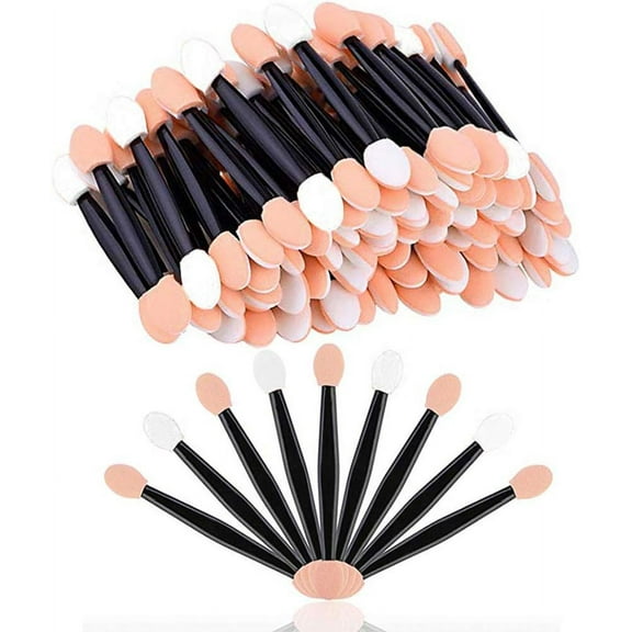 50pcs Disposable Dual Sided Eyeshadow Brush Comfortable Sponge Tipped Oval Makeup Applicator