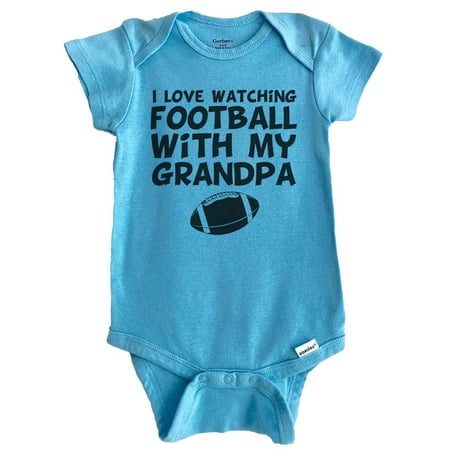 

I Love Watching Football With My Grandpa Baby Bodysuit (Blue)