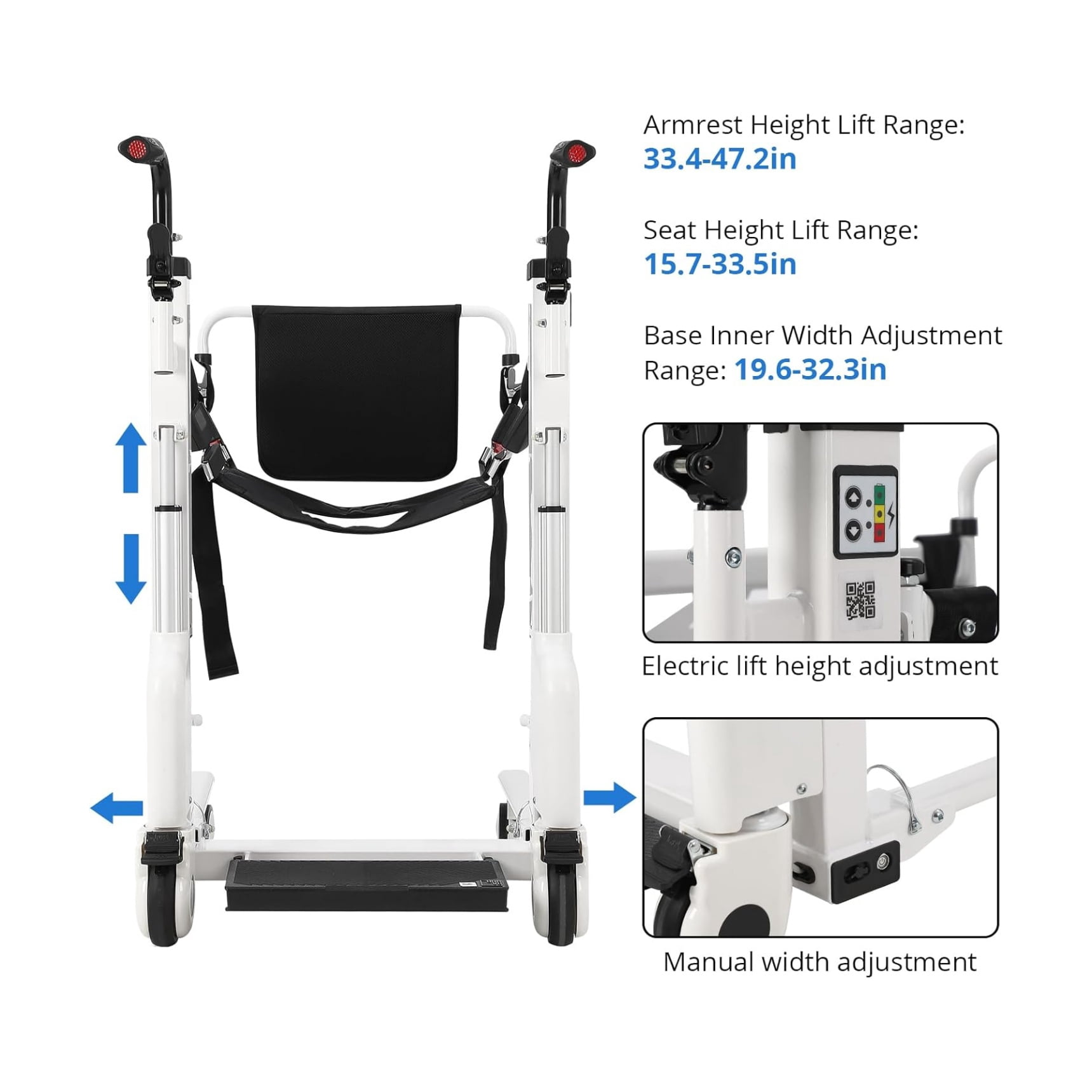 Electric Patient Lift Transfer Chair - Portable Car Lift Aid, Suitable for Elderly Care Workers, Lightweight Bedside Bathroom Wheelchair