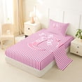 thumbnail image 2 of Feelyou Bow Letter C Twin Sheet Sets for Girls Kids, Cute Pink Stripes Line Bedding, 3-Piece, 2 of 5