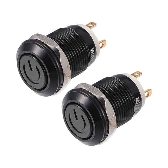 2 uds 12mm 0,47 "interruptor de botón de bloqueo automático Universal para coche Interior 12V 4 pines tapa redonda luz amarilla
