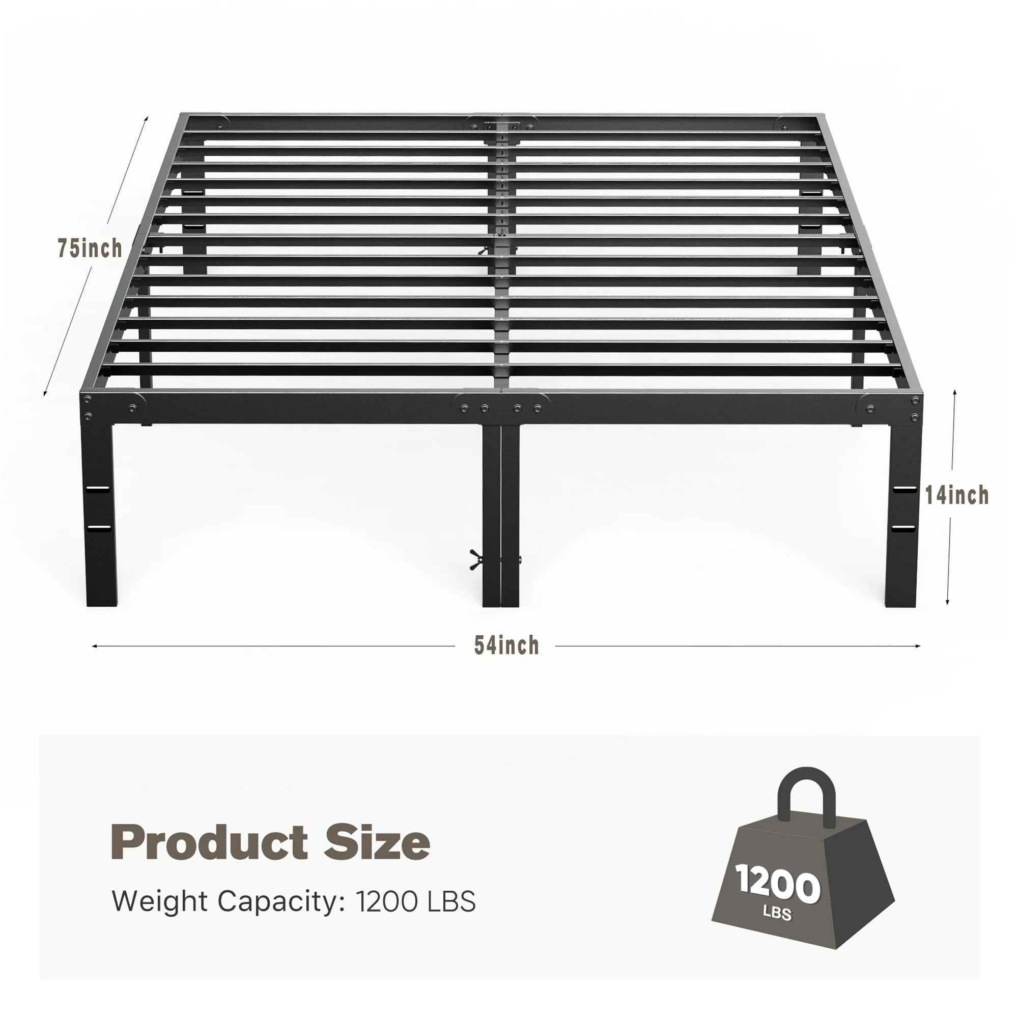 edx Bed Frame - Full Size Heavy Duty Platform Bed with Underbed Storage, 14-Inch High Steel Slat Support, Non-Slip Design, No Box Spring Required