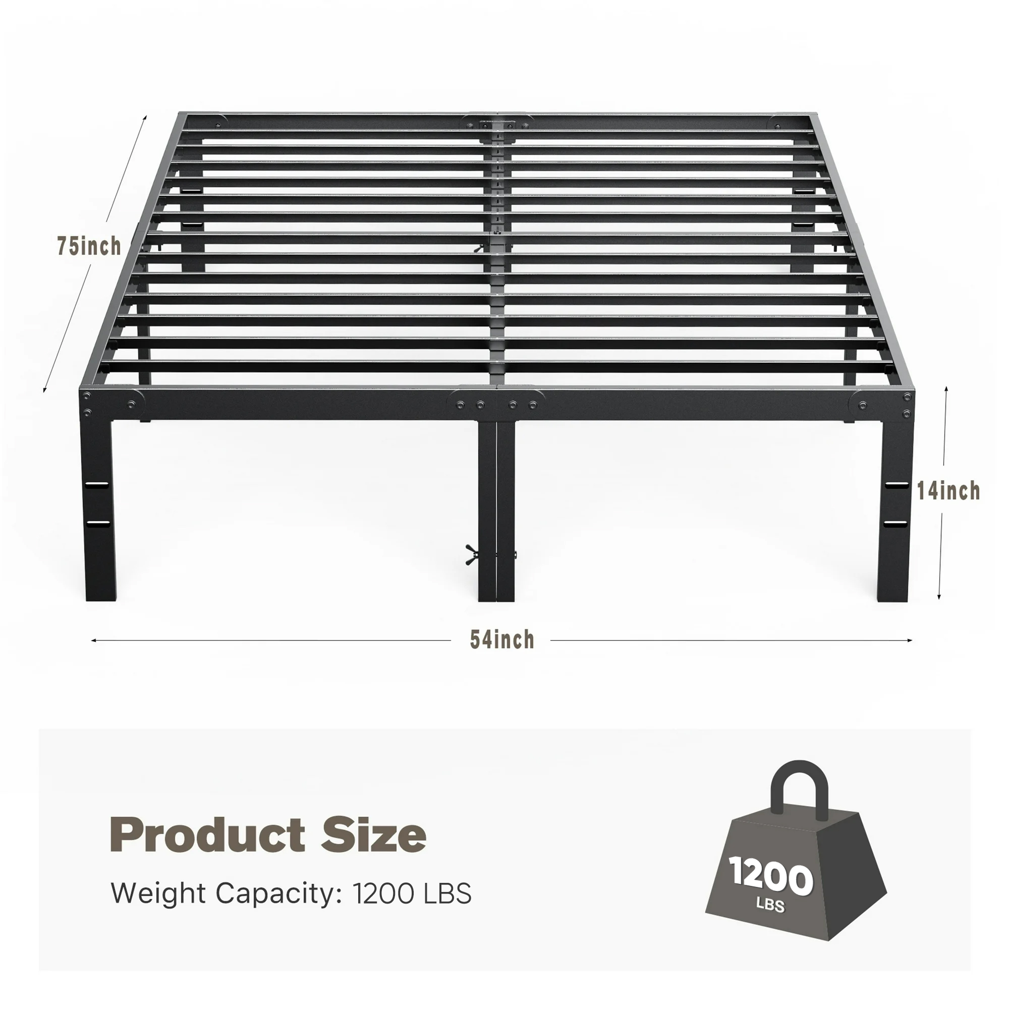 edx Full Size Platform Bed Frame with Storage, Black photo 4
